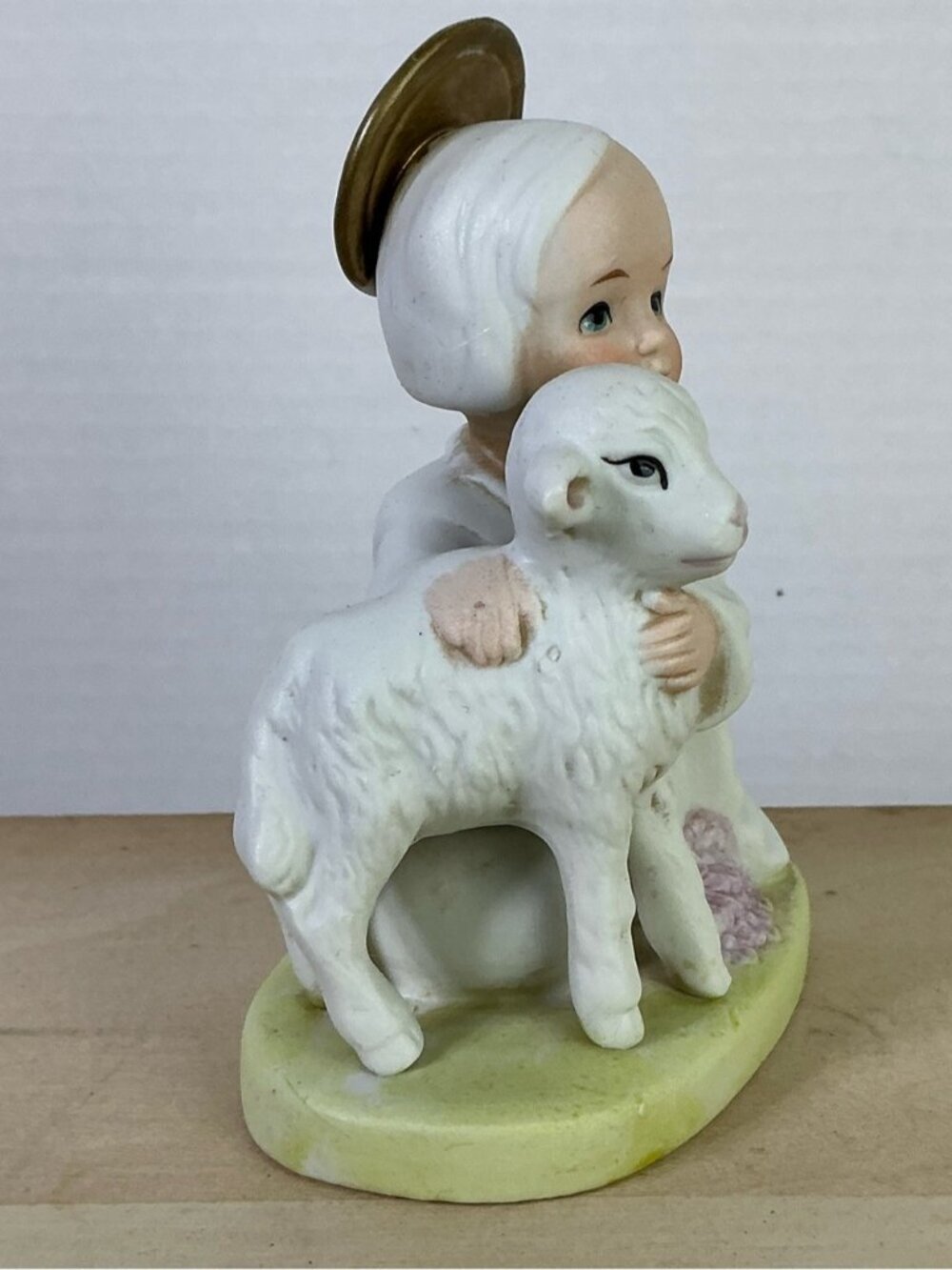 Homco Vintage Holy Child Angel Lamb 5605 Hand Painted Porcelain Collectible 1980 - Picture 5 of 12